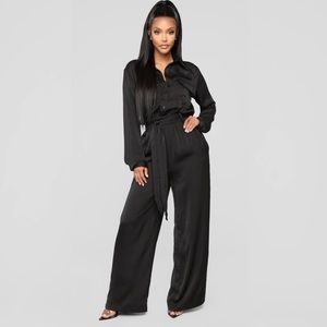 Black Satin Jumpsuit NWOT